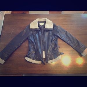 Michael Kors leather Bomber Jacket